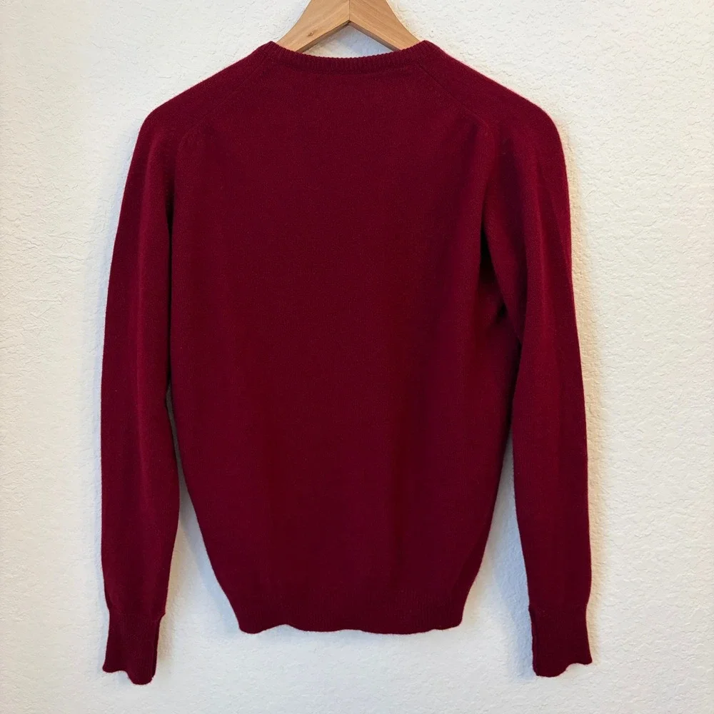 Westaway & Westaway 100% Cashmere Sweater Mens M V-Neck Made in Scotland Maroon - Picture 5 of 7